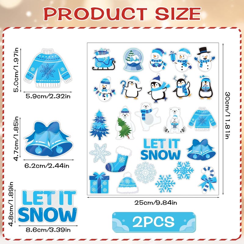 MARFOREVER 50 PCS Winter Gel Window Clings, Reusable Snowman Penguin Snowflake Thick Gel Clings Decals for Christmas Kids Gift Toddlers Classroom Xmas Party Supplies Window Glass Decoration - Image 3